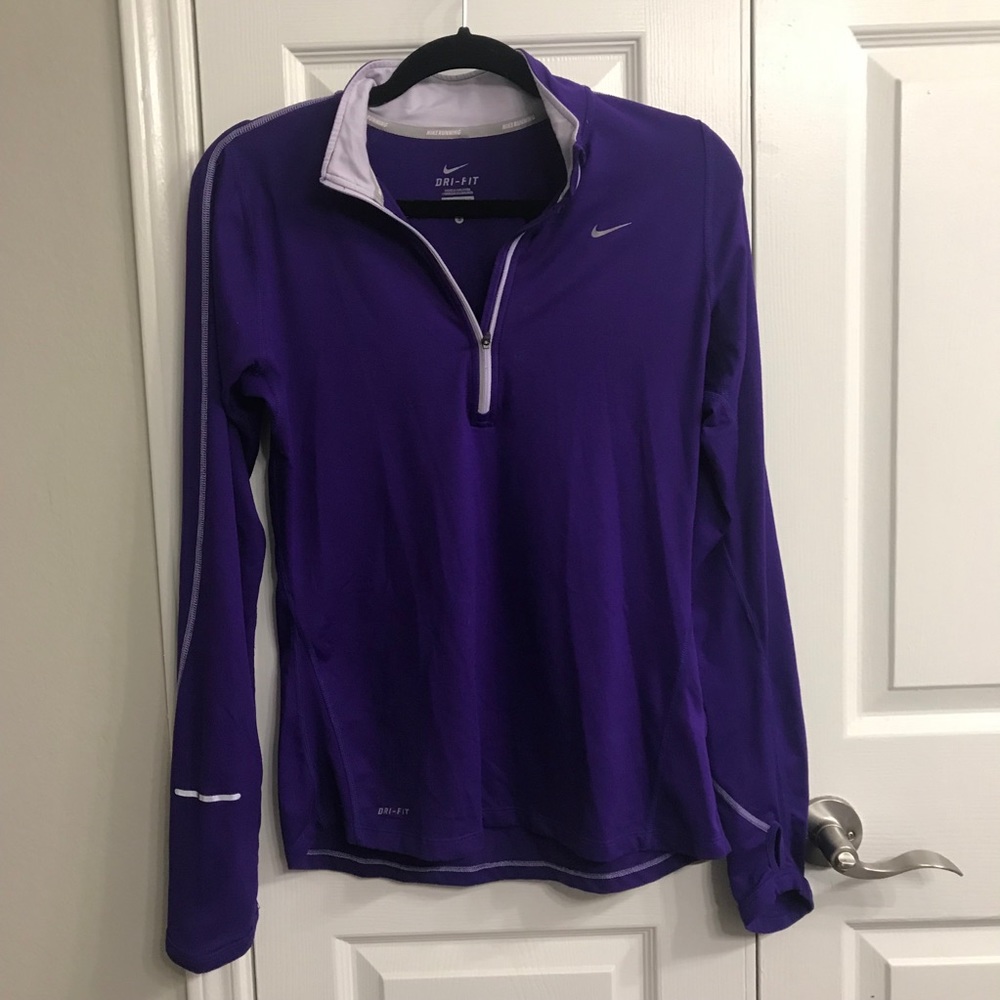 Nike Running Purple long sleeve Drifit 1/4 zip (S)